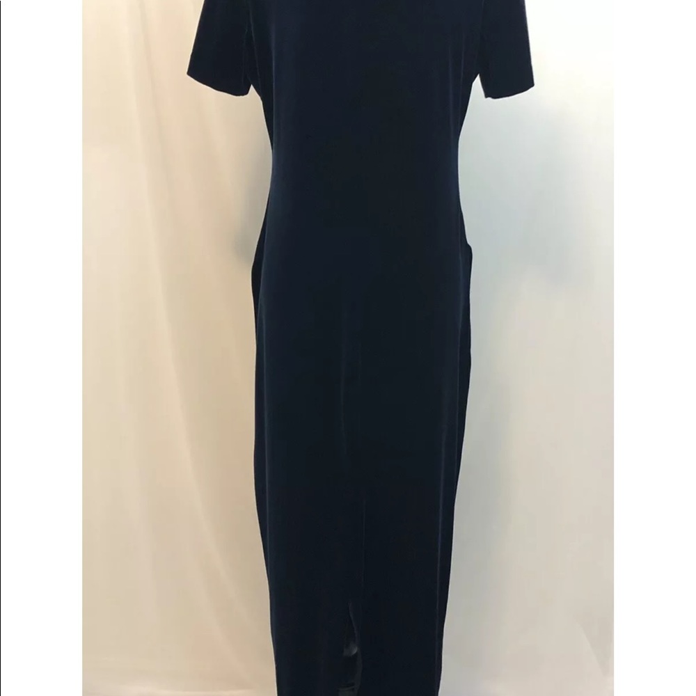 Another Thyme Womens Dress Vintage 10 Blue Velvet Maxi Sheath Shift Cocktail - Picture 9 of 11
